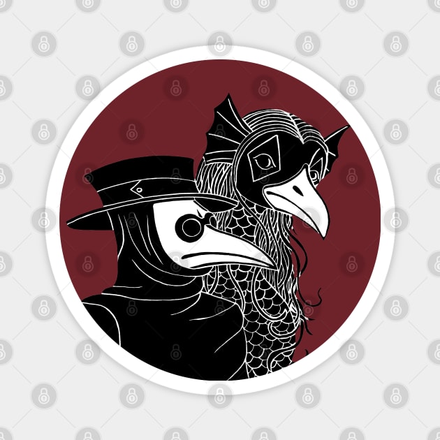 Plague Doctor and Amabie (no background) Magnet by R Honey Pots